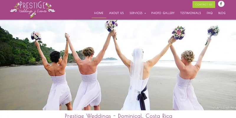 Sitio web desarrollado por CORAL: www.prestigeweddingsandevents.com